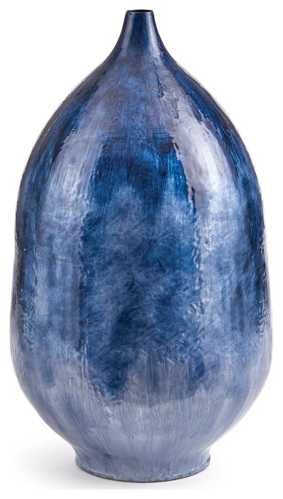 Blue Wash Decorative Round Vase, Tall