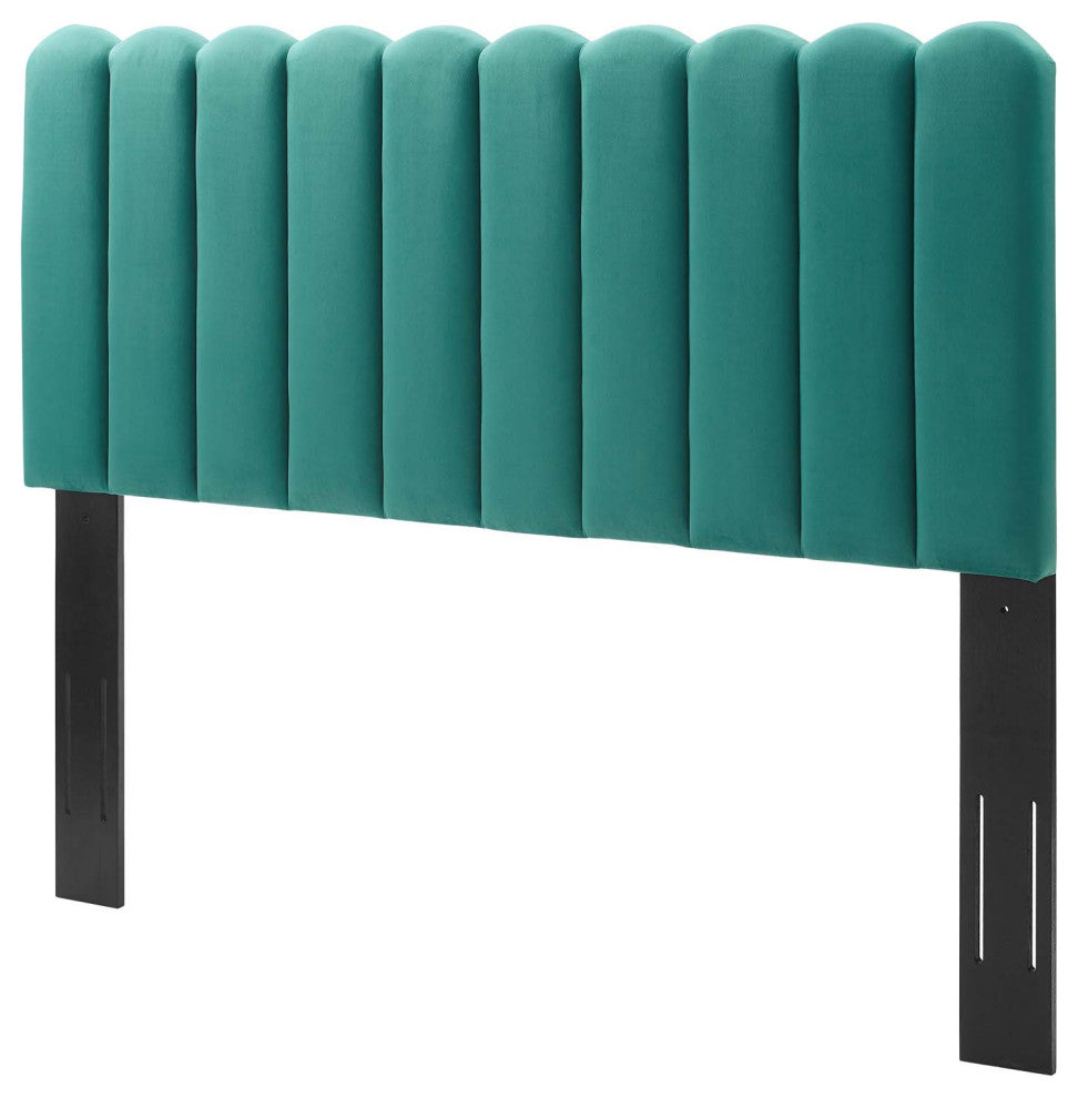 Headboard, Full Queen Size, Velvet, Teal Blue, Modern Contemporary, Bedroom