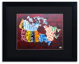 "Canada License Plate Map" Matted Framed Canvas Art by Design Turnpike