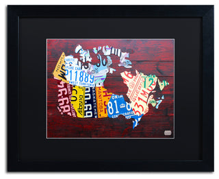 "Canada License Plate Map" Matted Framed Canvas Art by Design Turnpike