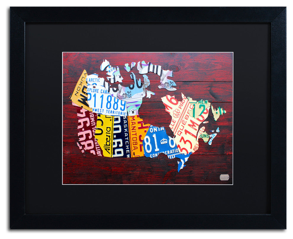 "Canada License Plate Map" Matted Framed Canvas Art by Design Turnpike