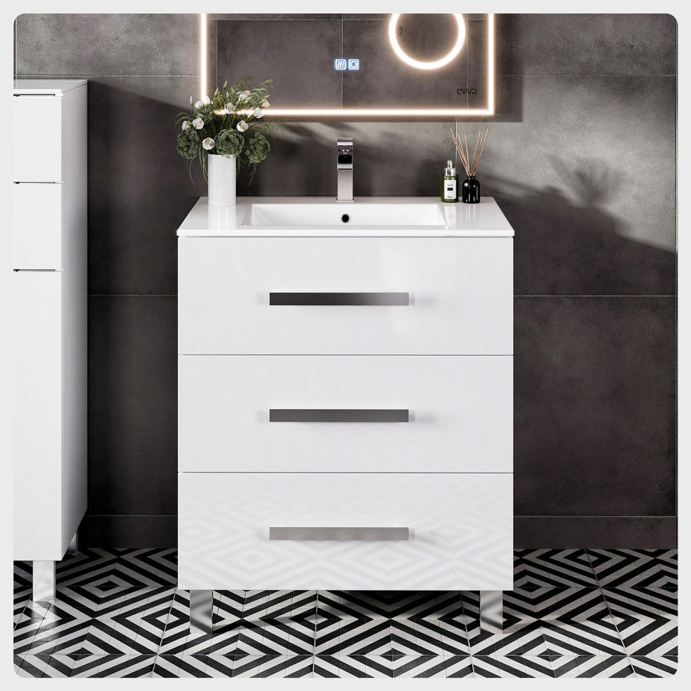 Libra Modern freestanding Bathroom Vanity With Integrated Sink, White