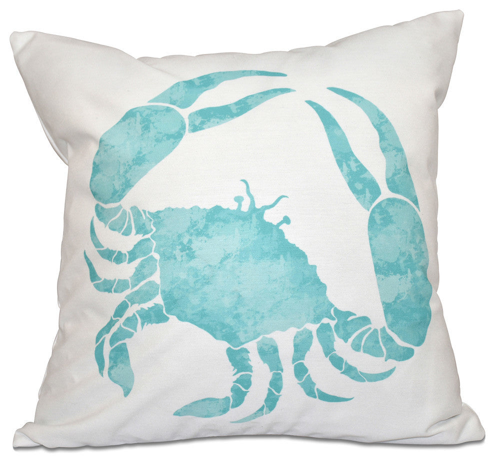 Crab Animal Print Pillow Aqua 26