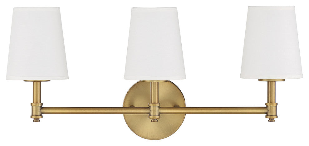 3-Light Bathroom Vanity Light, Natural Brass
