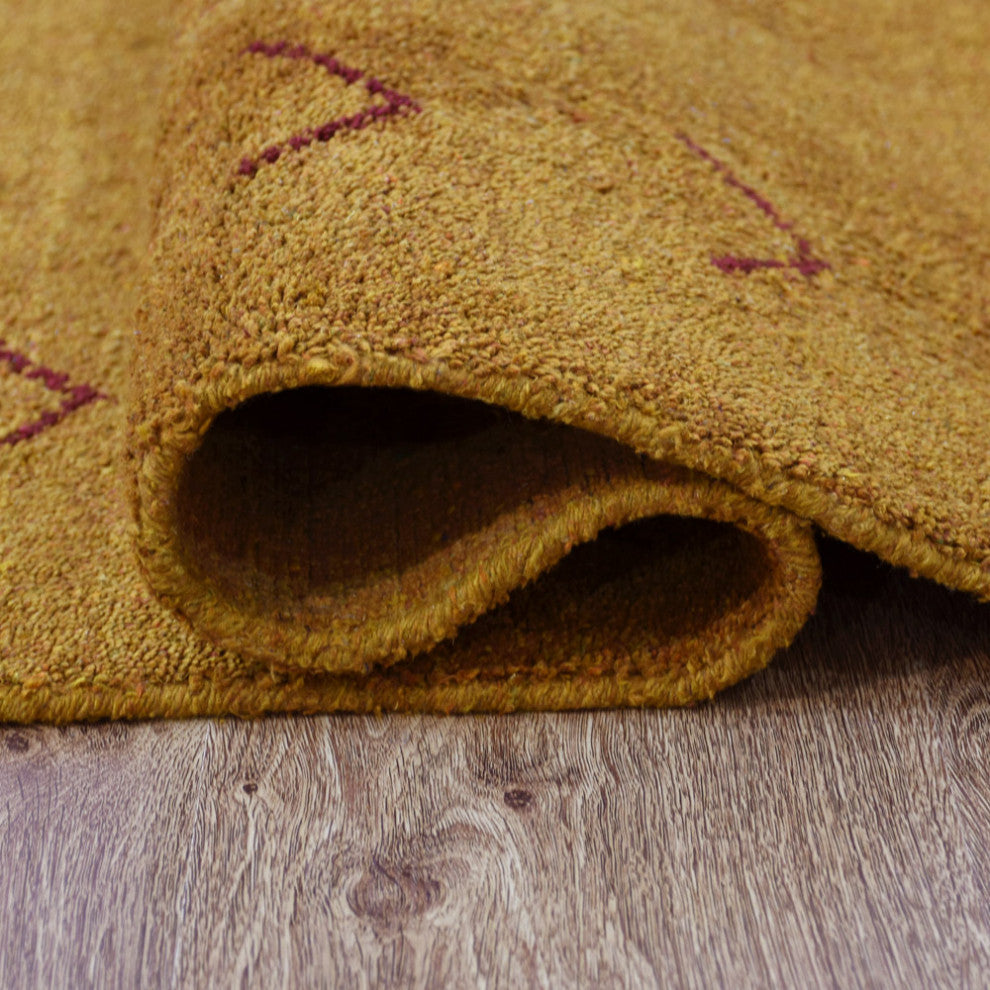 HAND KNOTTED LOOM SILK ECO-FRIENDLY RUGS-5'x8',Rectangle,Gold Red,Contemporary