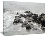 "Black and White Rocky Coastline" Wall Art, 20"x12"