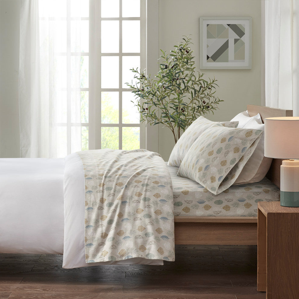 True North by Sleep Philosophy Cotton Flannel Print Sheet Set, Fall Leaves