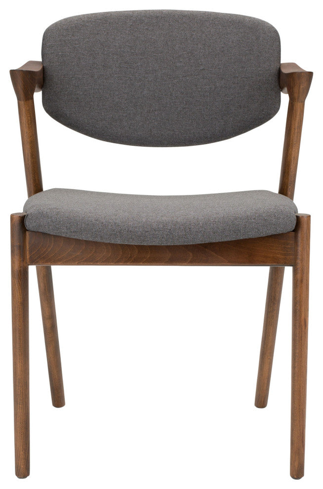 Kalli Dining Chair in Grey Upholstery and Walnut