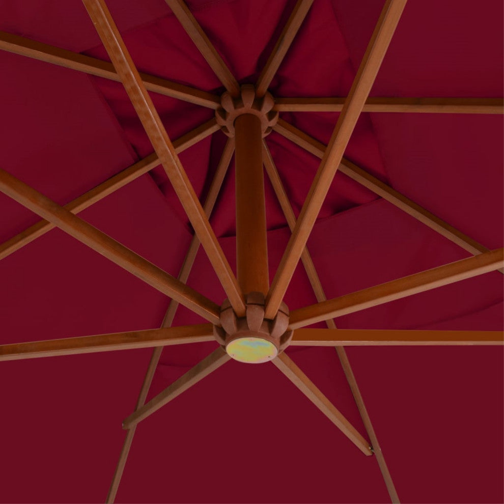 Vidaxl Cantilever Umbrella With Wooden Pole 157.5"x118.1" Bordeaux Red