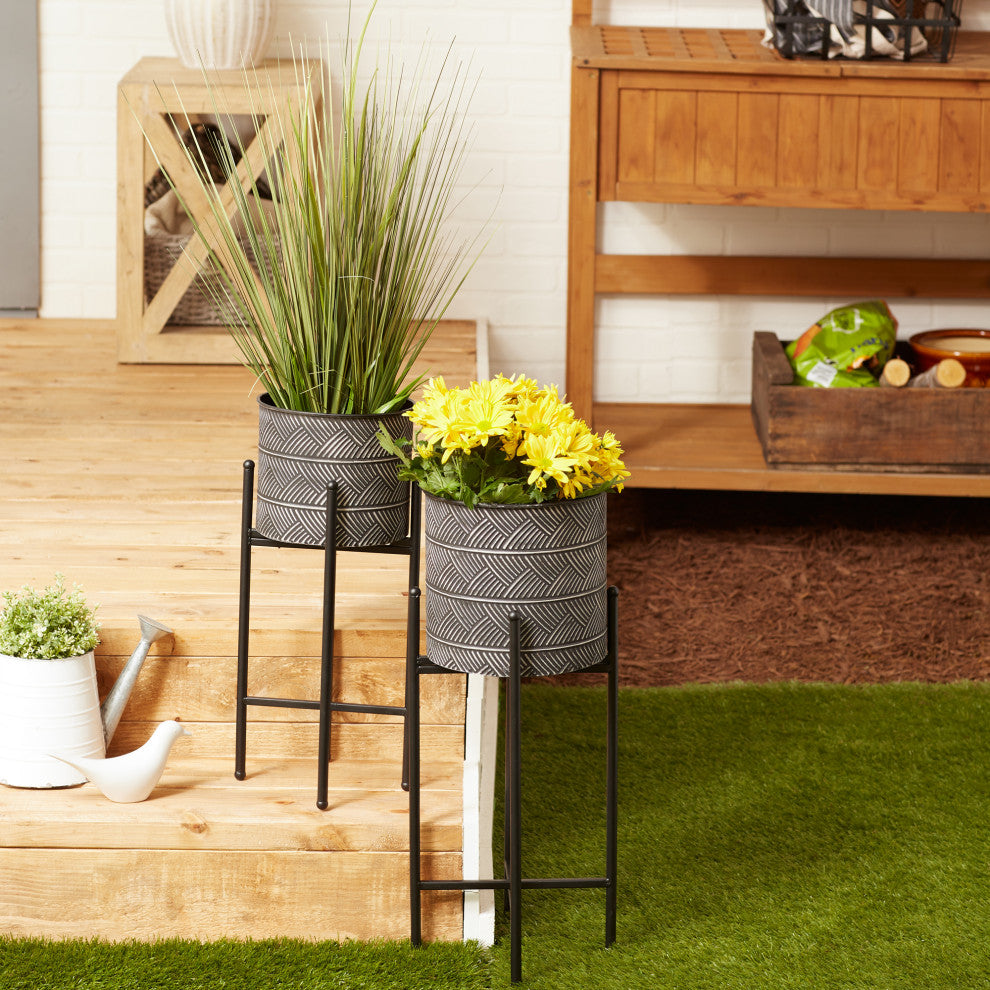 Asst Deco Waves Bucket Plant Stand, Set of 2