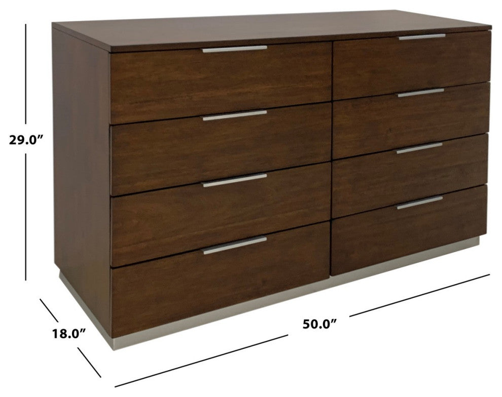 Safavieh Couture Brylin 8 Drawer Dresser Dark Walnut