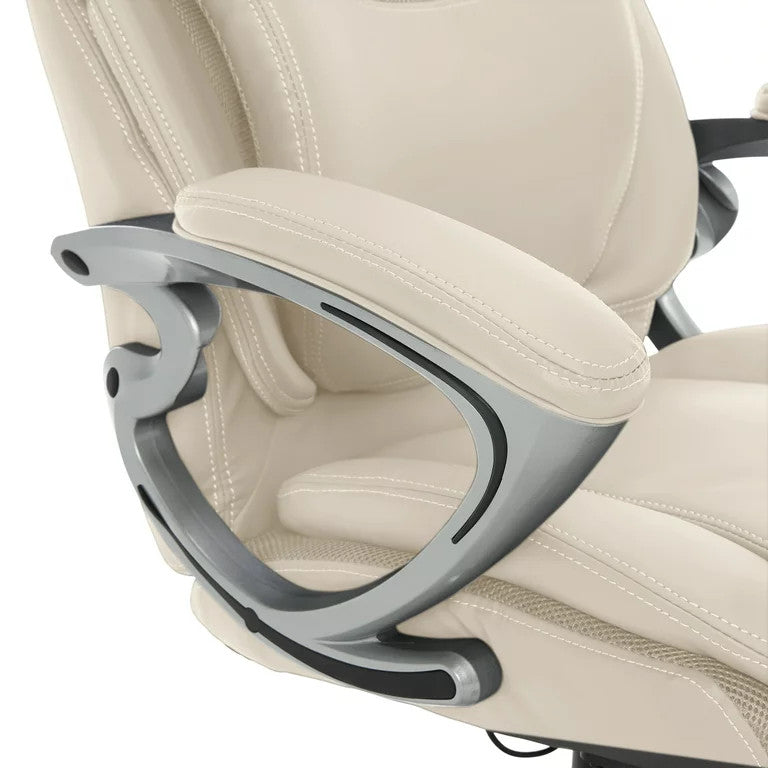 Ergonomic Office Chair, PU Leather Seat & Back With Air Lumbar Technology, Cream