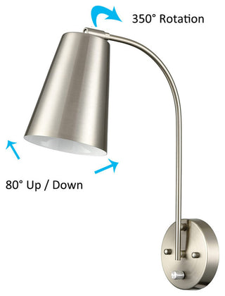 Modern Plug in Wall Sconce with Cord Set of 2 Brushed Nickel Wall Light