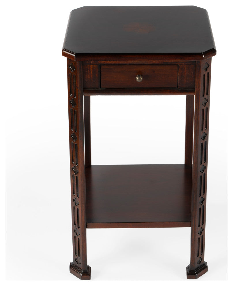 Moyer Wood Side Table With Storage, Dark Brown