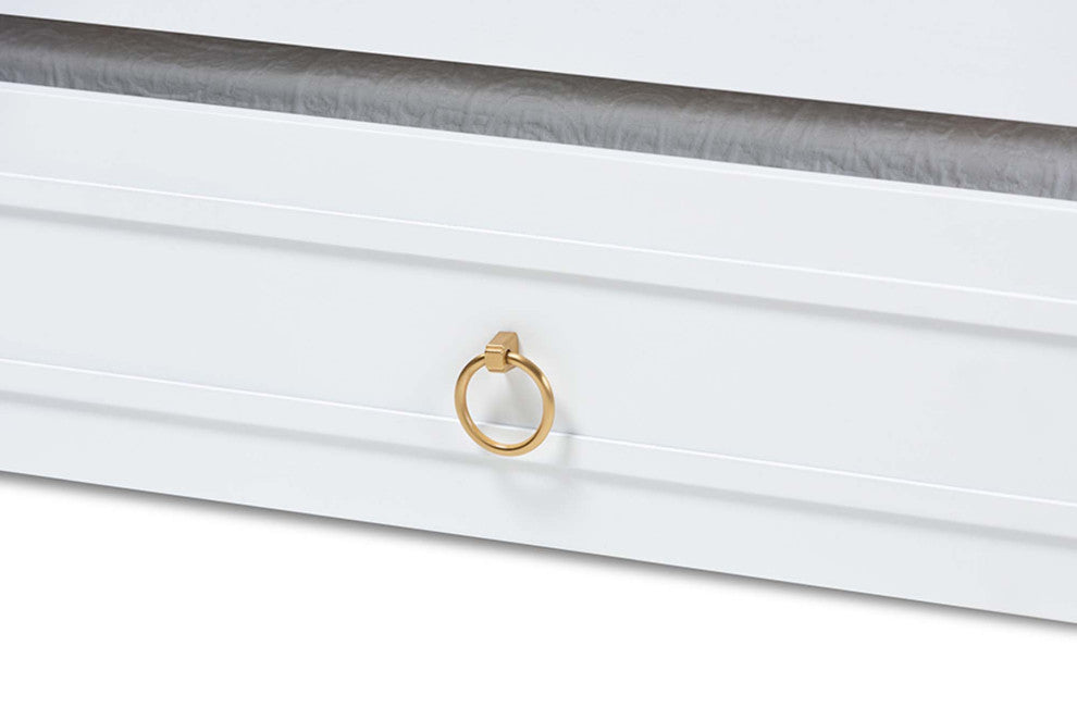 Brady Wood Twin Size Daybed, White and With Trundle