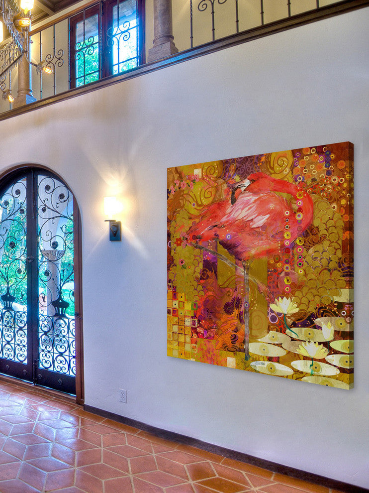"Flamingo Mingle" Painting Print on Wrapped Canvas