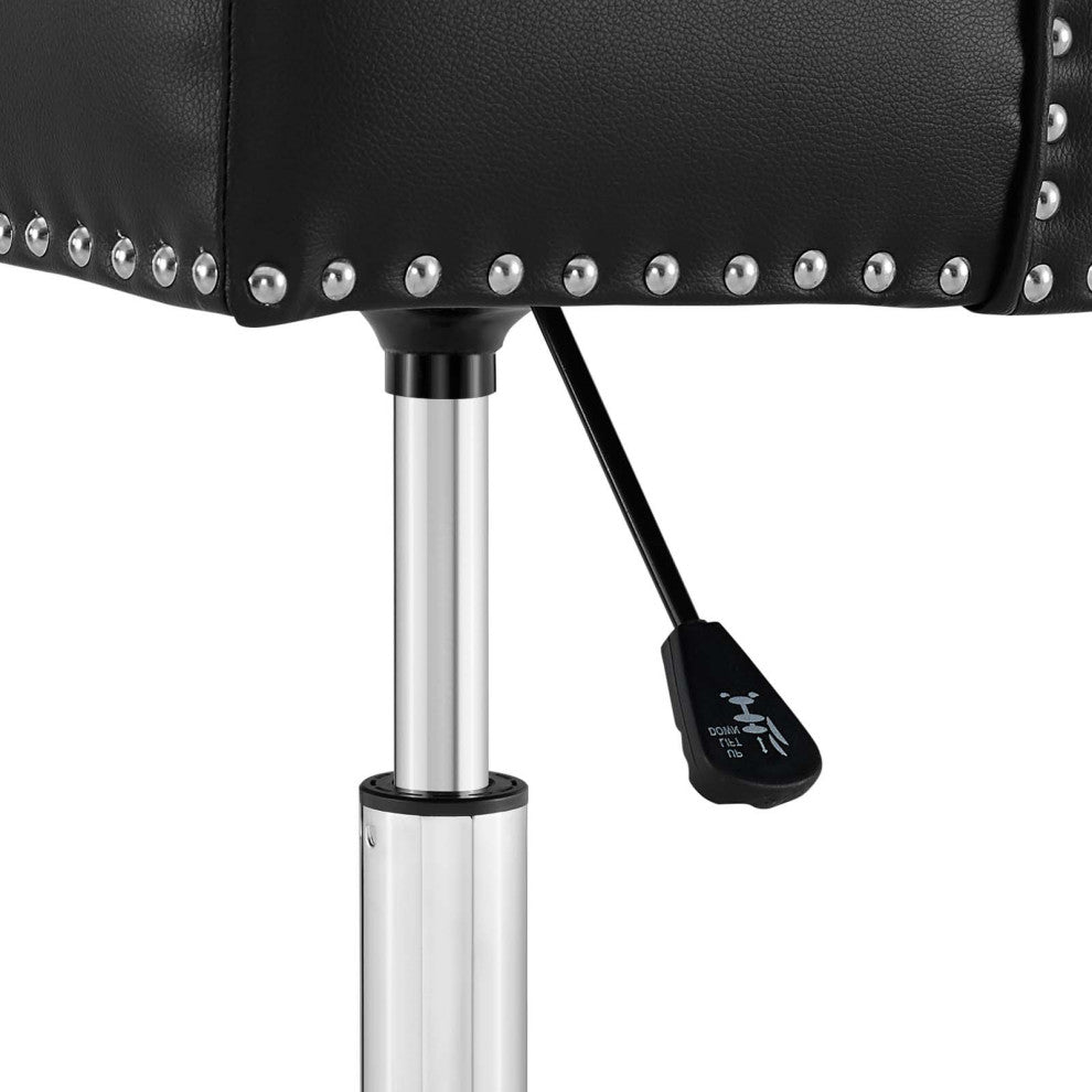 Home Business Office Work Desk Chair, Faux Vinyl Leather Aluminum, Black