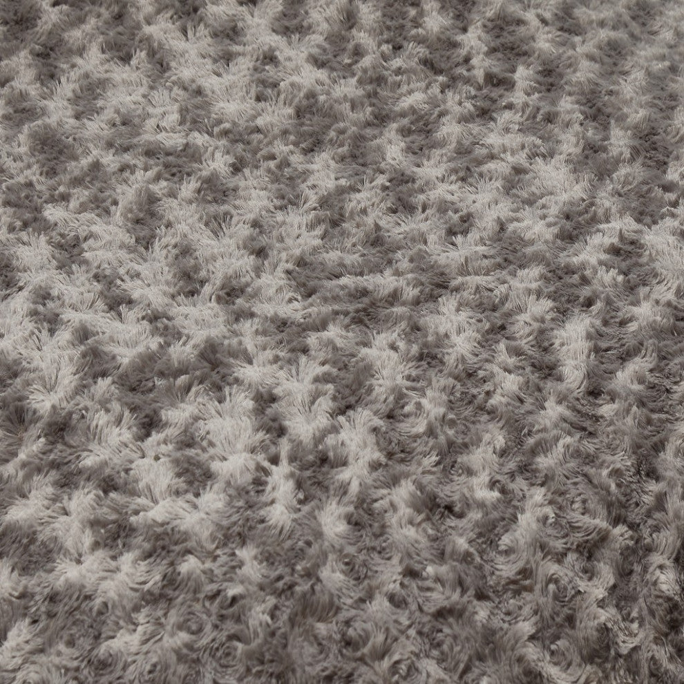 Gray 3'x4' Lux Faux Fur Oval Pet Bed