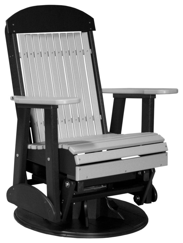 2' Poly Classic Swivel Glider Chair, Dove Gray & Black, 2 Foot