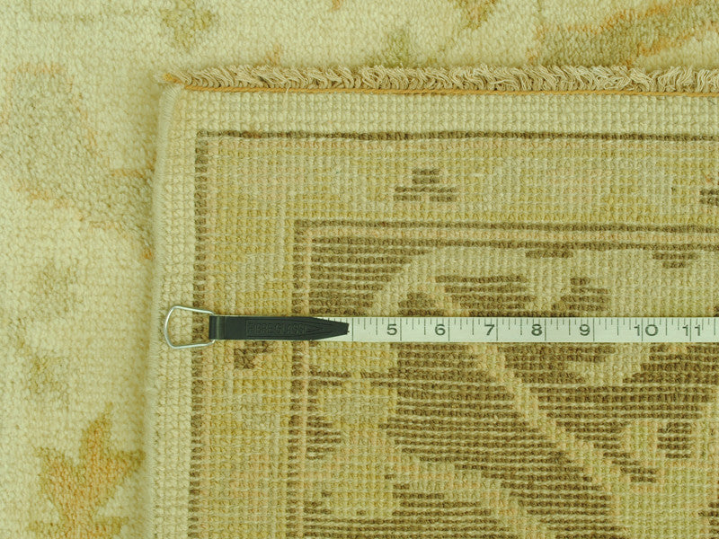 6x9 Hand Knotted Ivory Brown Oushak Oriental Rug Vegetable Dyes