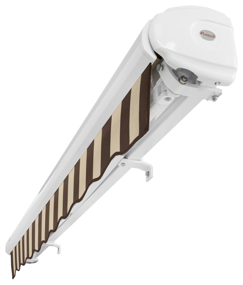 Awntech 10'x8' Full Cassette Left Motor Acrylic Retractable Awning, Brown/Tan