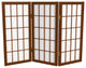 2' Tall Desktop Window Pane Shoji Screen, Walnut, 3 Panels