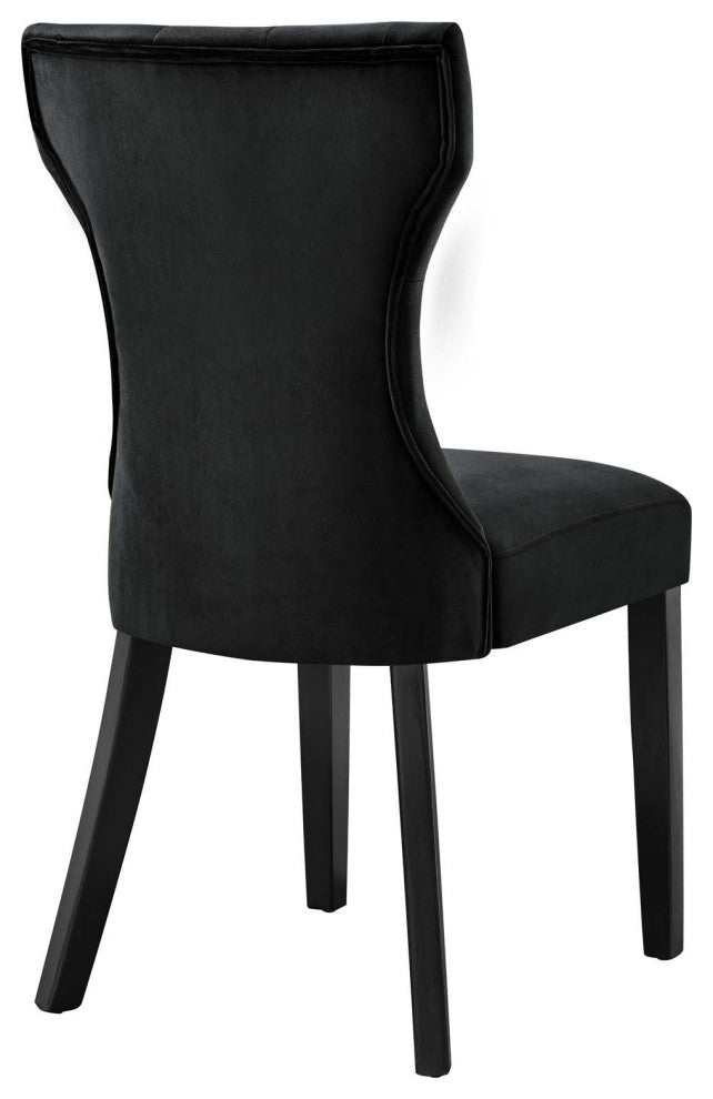 Silhouette Performance Velvet Dining Chairs, Set of 2, Black