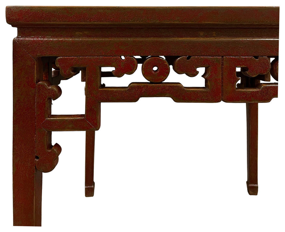 Consigned Vintage Chinese Red Lacquered Square Dining Table