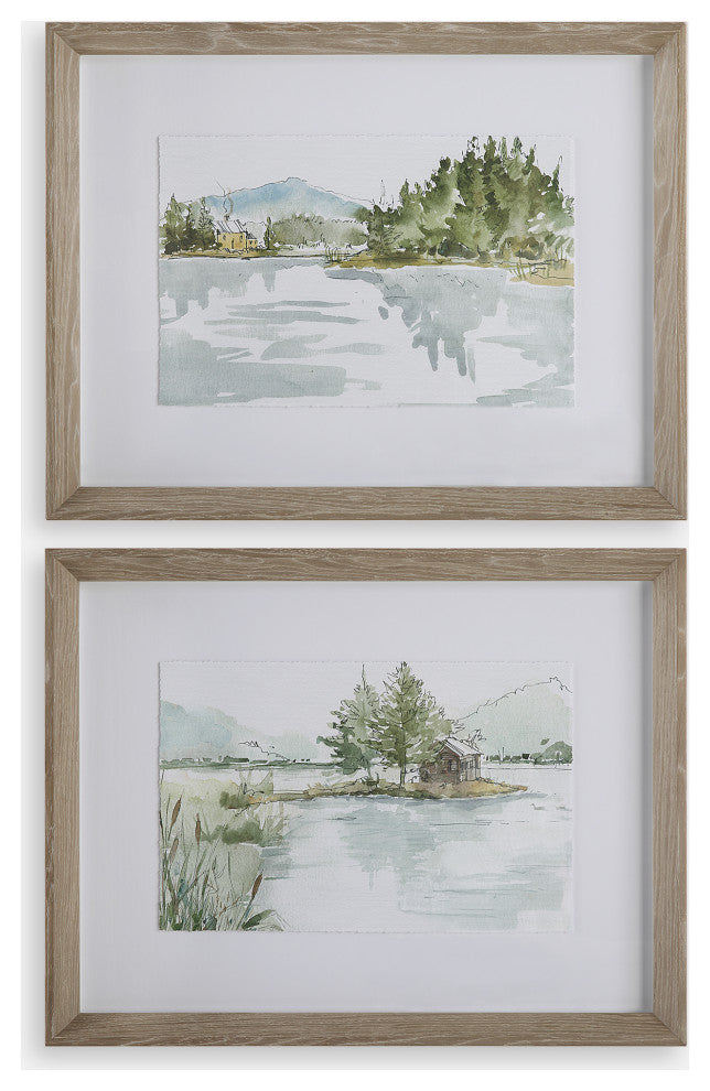 Serene Lake Framed Prints, S/2