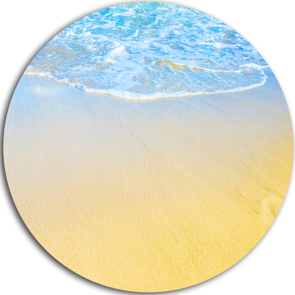 Smooth Sea Surf Over Blue Waters, Seascape Disc Metal Wall Art, 11"