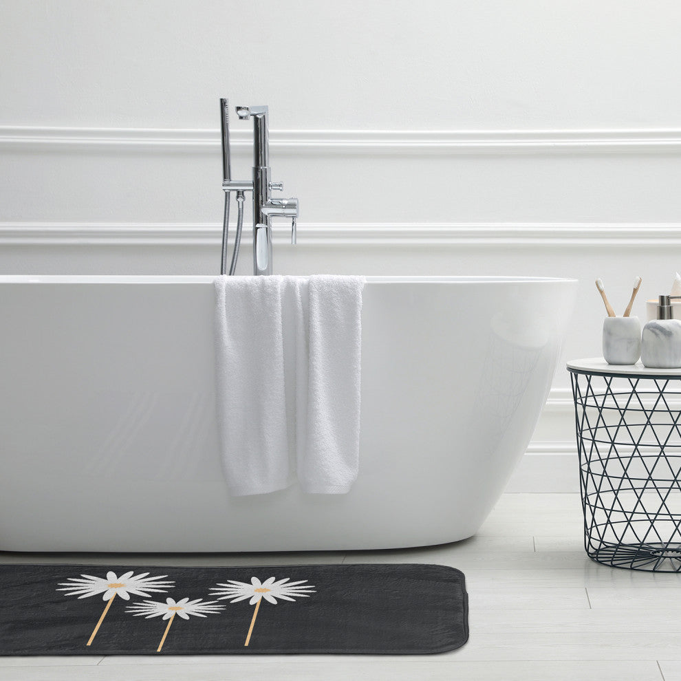 24" x 17" Floral Print Bathmat, Pepper