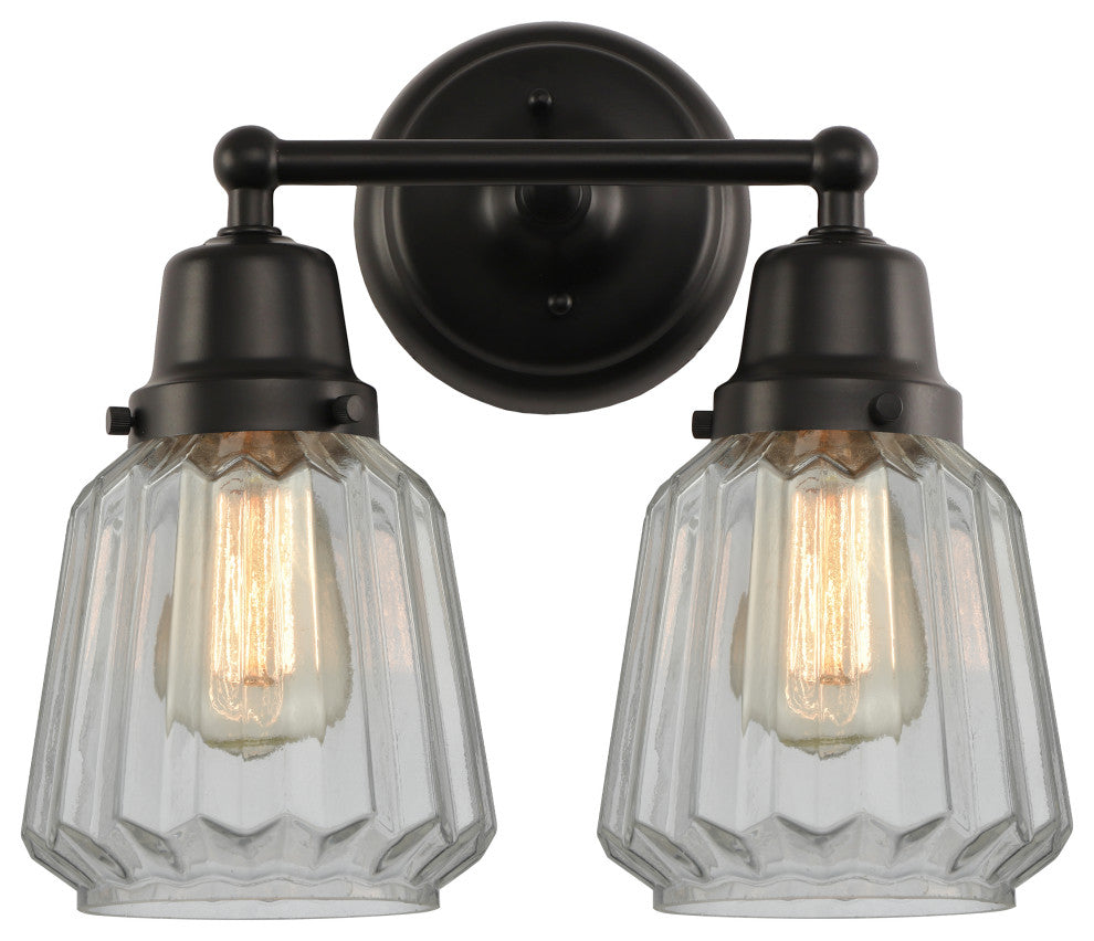 Innovations 623-2W-BK-G142 2-Light Bath Vanity Light, Matte Black