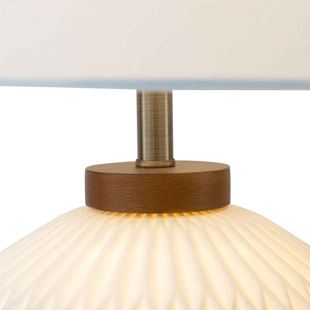 Moraga Table Lamp - 24", Bone Porcelain and Walnut, 4-Way Rotary Switch