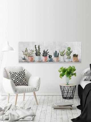 "Pots Lined Up" Painting Print on Wrapped Canvas, 30x10