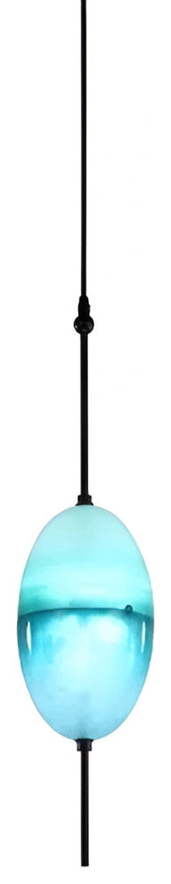 Blue/White Drop-shaped Glass LED Hanging Lamp for Kitchen Island, Blue, E