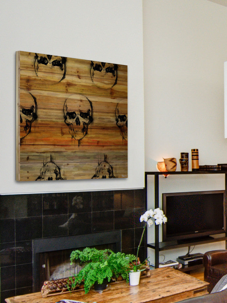 "Skull Circle" Print on Natural Pine Wood, 32"x32"