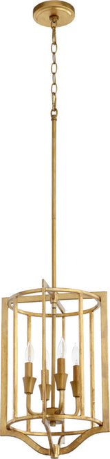 Quorum 6814-4-74 Four Light Pendant, Gold Leaf Finish