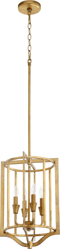 Quorum 6814-4-74 Four Light Pendant, Gold Leaf Finish