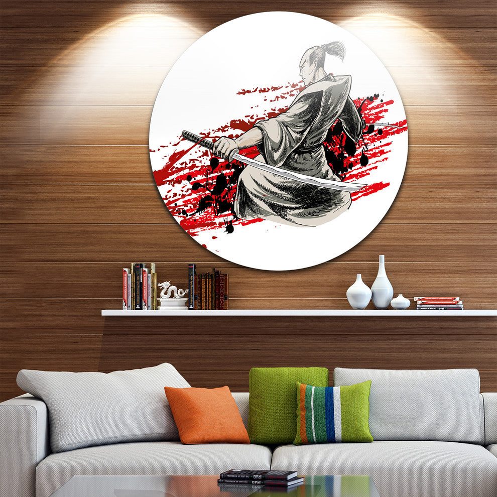 Japan Warrior, Japanese Round Wall Art, 11"
