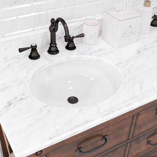 Aberdeen Carrara Marble Countertop Vanity with Mirrors & Hook Faucet