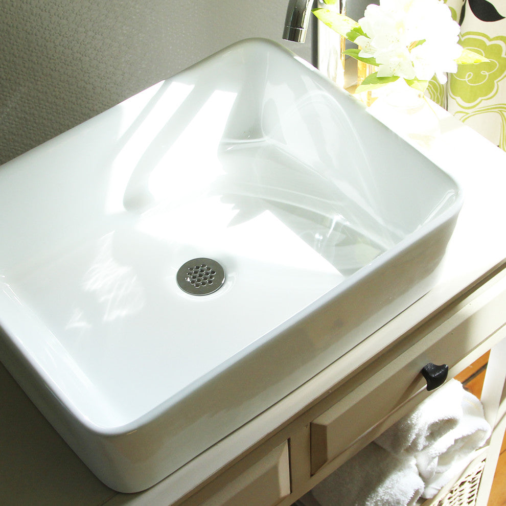 Nantucket Sinks Rectangle Vessel Sink, White