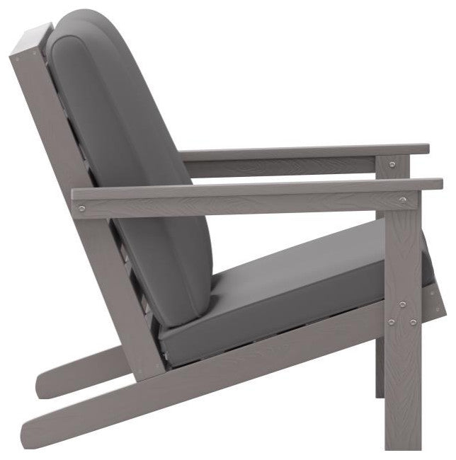 Charlestown All-Weather Poly Resin Wood Adirondack Loveseat with Cushions, Gray