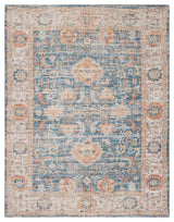 Blue Floral Ivory Border Jute/Chenille, 5'x7'