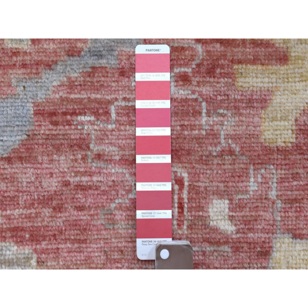 Coral Red, Angora Ushak Soft Wool, Hand Knotted Oversized Rug, 11'7" x 14'6"