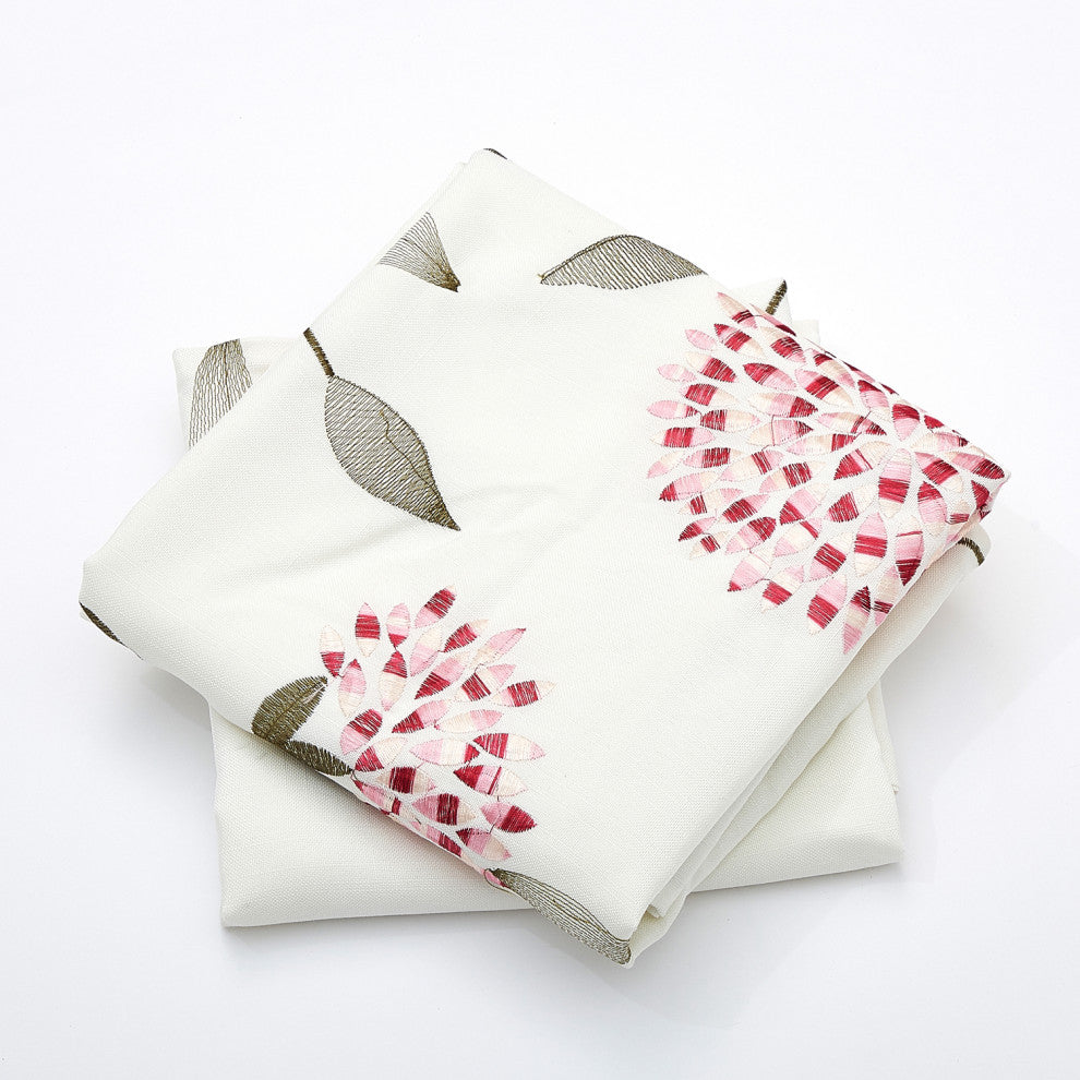 Embroidery Canvas Pillow Cover 2 Piece Set, Burgundy, 14" X 26"