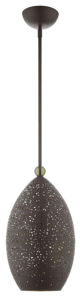 Livex Lighting Charlton 1 Light Bronze With Antique Brass Accents Pendant