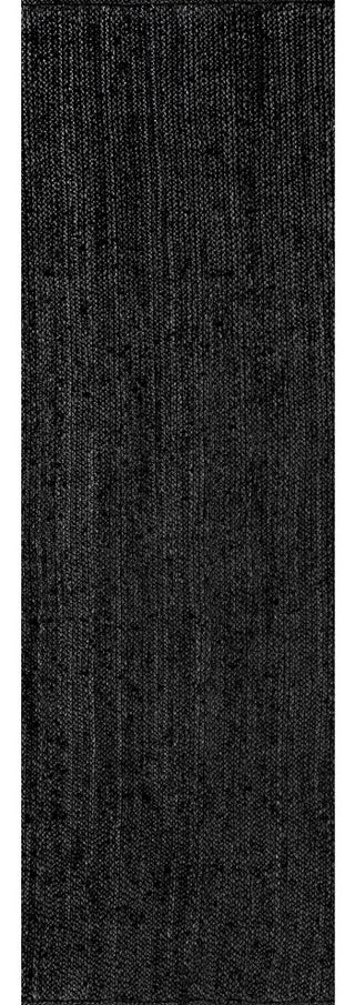 Nuloom Rigo Hand Woven Farmhouse Jute Area Rug, Black 2'6"x10'