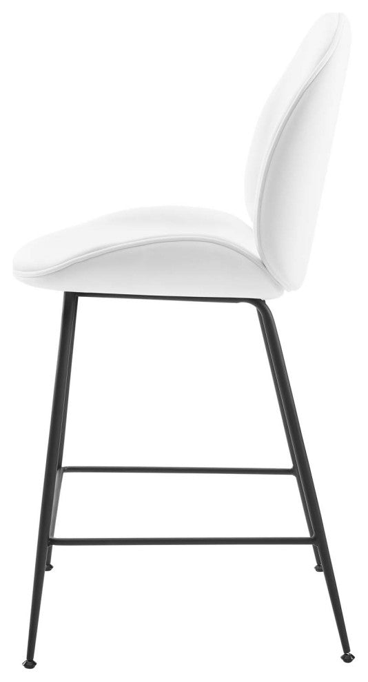 Counter Stool Chair, Velvet, Metal, White, Modern, Bar Cafe Bistro Restaurant