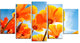 Yellow Spring Flowers on Blue, Floral Canvas Art Print, 60"x32", 5 Panels