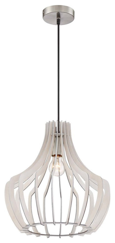 Wood Pendant, White, 17" Tapered
